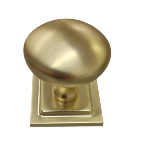 32mm Satin Brass Knob with Square Backplate